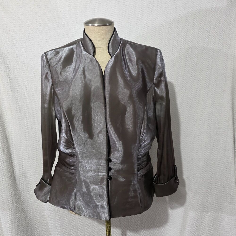 Collection Dressbarn Light Metalic Olive Satin Blazer Rhinestone 16